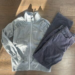 Guess Gray Jacket and Black Pants Set